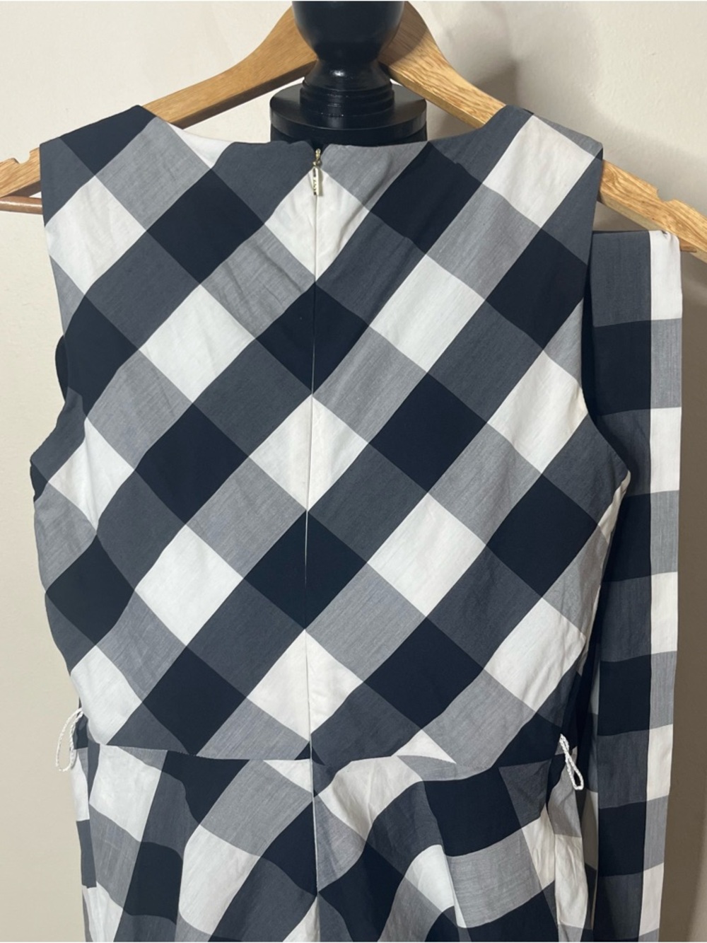 DKNY Women’s Black/White Gingham Sleeveless Belted A~Line Maxi Dress Sz 2 - Picture 11 of 12